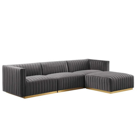 Highline Mid-century Modern Fabric Chaise Sectional