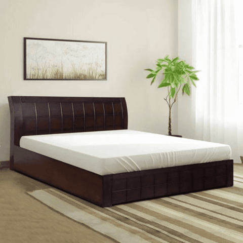 Ellis Wooden Bed with Storage in Brown Finish - Nice Maple