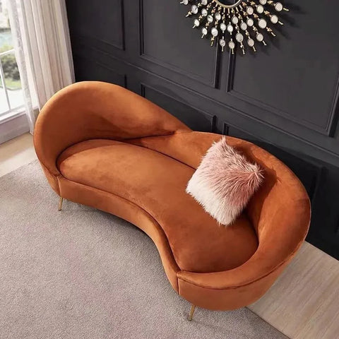 Hana Luxury Modern Velvet Upholstered Curved Sofa