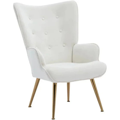Kitty Button-Tufted Wingback Chair - Nice Maple