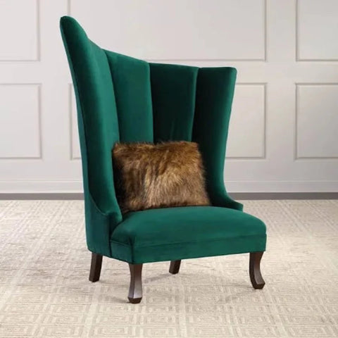 Navy Button-Tufted Wingback Chair In Green - Nice Maple