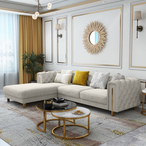 Relexo Premium Modern Sofa Set in Beige Leatherette