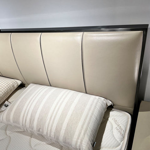 Pasco Upholstered Bed In Beige Leatherette