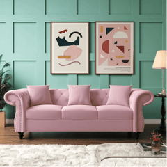 Jack & Hill Chesterfield Suede Sofa Set - Nice Maple