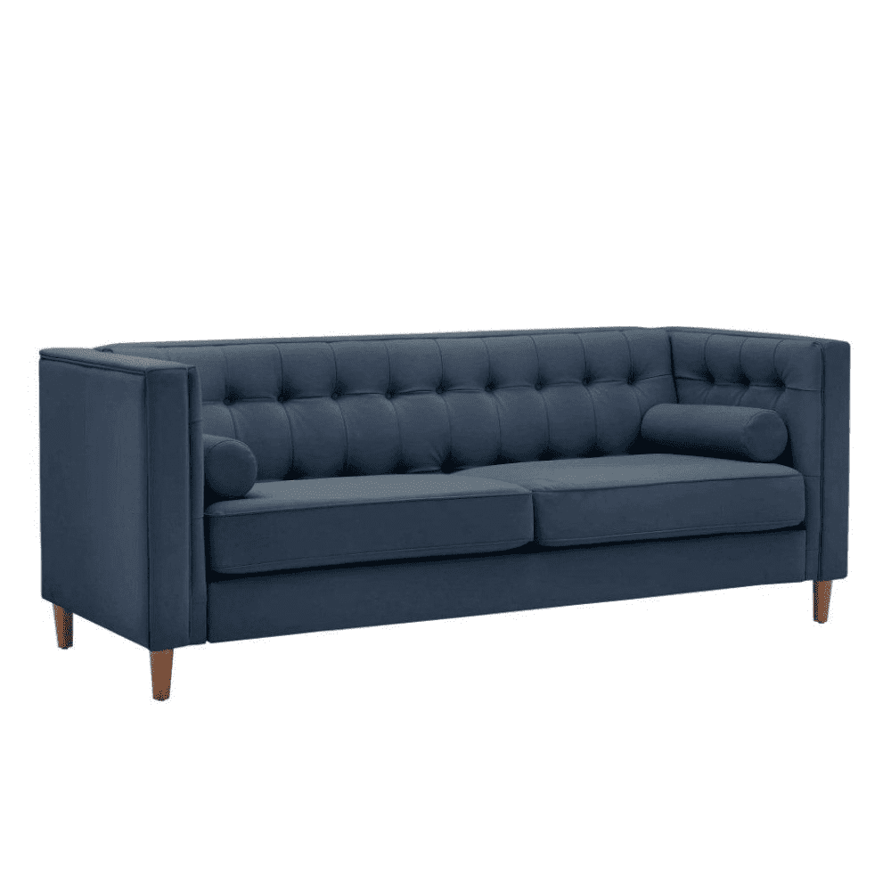 Brew Tuxedo Faux Leatherette Sofa with Accent Pillows - Nice Maple