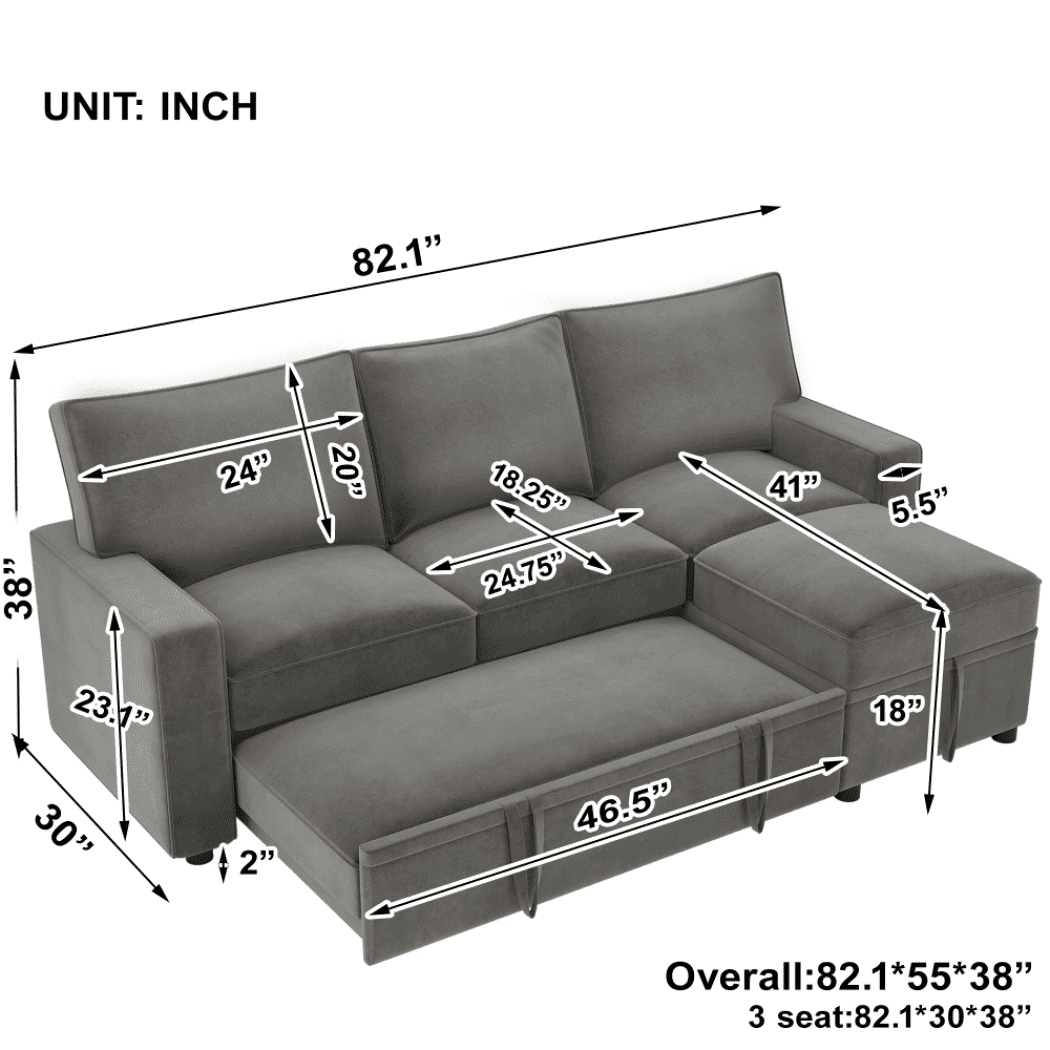 Yolo Sofa Cum Bed in Grey - Nice Maple