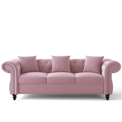 Jack & Hill Chesterfield Suede Sofa Set - Nice Maple