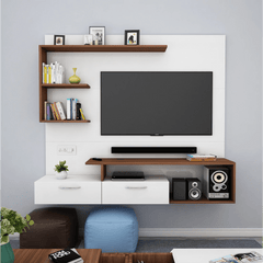 Viny TV Panel- Frosty White- Upto 55 inches TV - Nice Maple