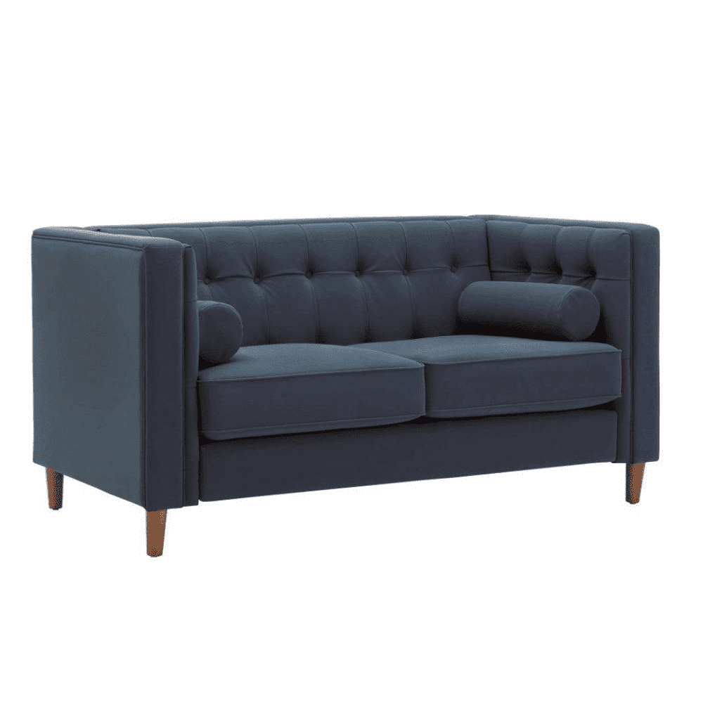 Brew Tuxedo Faux Leatherette Sofa with Accent Pillows - Nice Maple