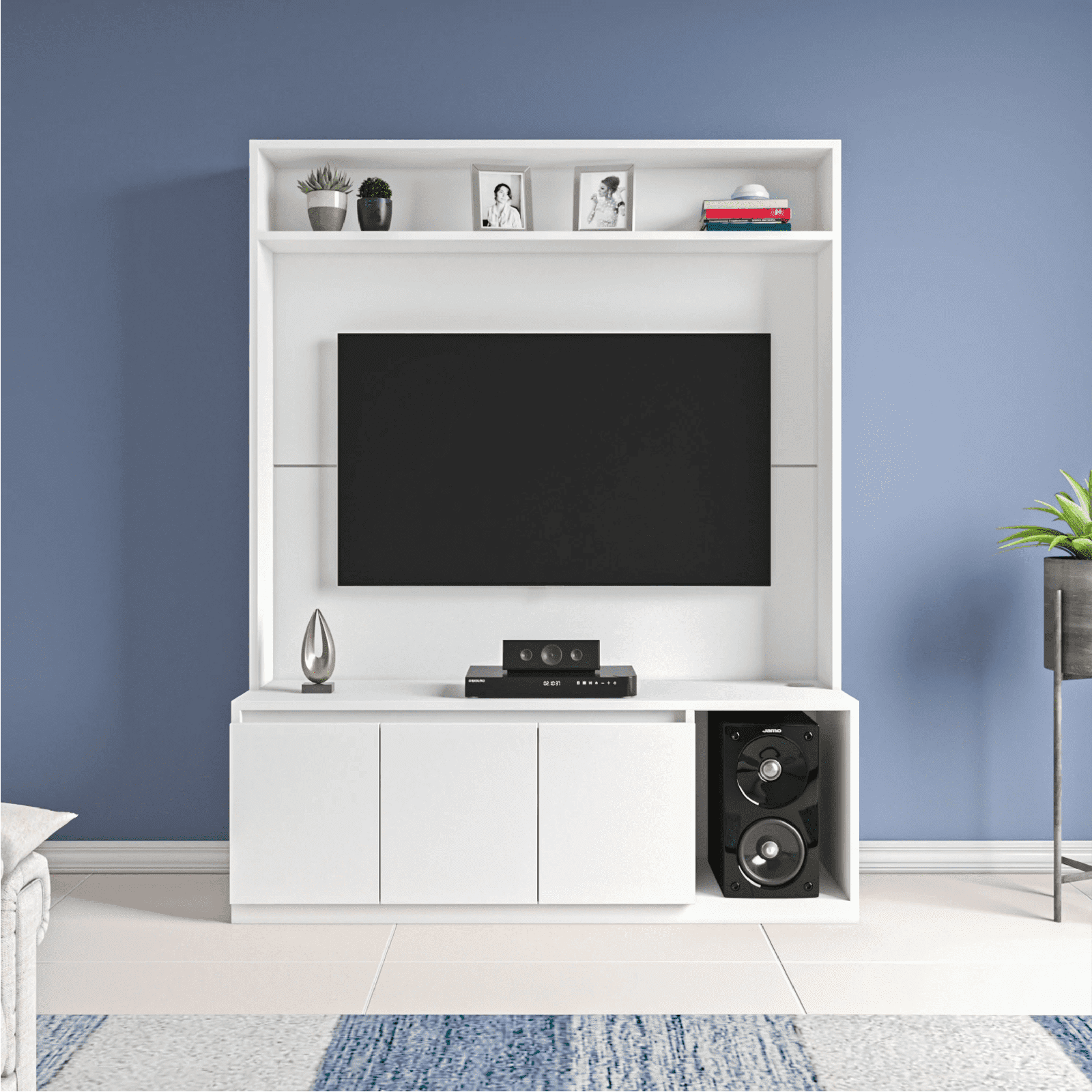 Union TV Unit- Frosty White - Nice Maple