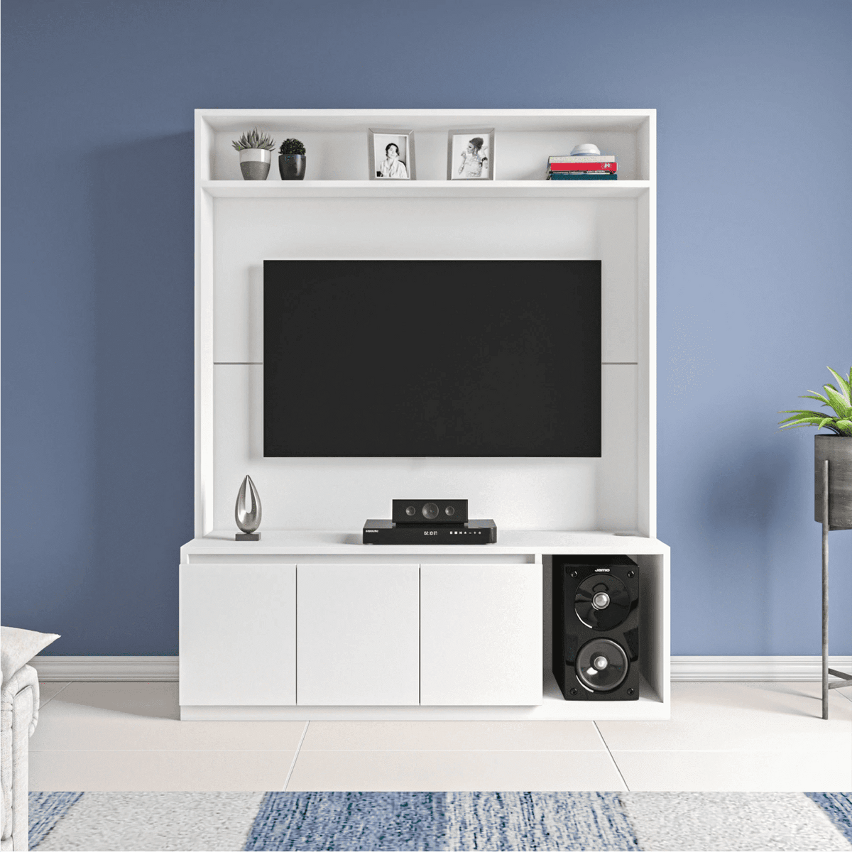 Union TV Unit- Frosty White - Nice Maple