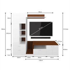 Cassy TV Panel- Walnut & Frosty White- Upto 55 inches TV - Nice Maple