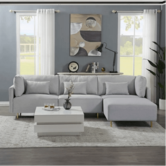 Classic Modern Suede Sofa Set in Grey - Nice Maple