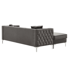 Lotus Grey Chesterfield Sectional Sofa Set - Nice Maple
