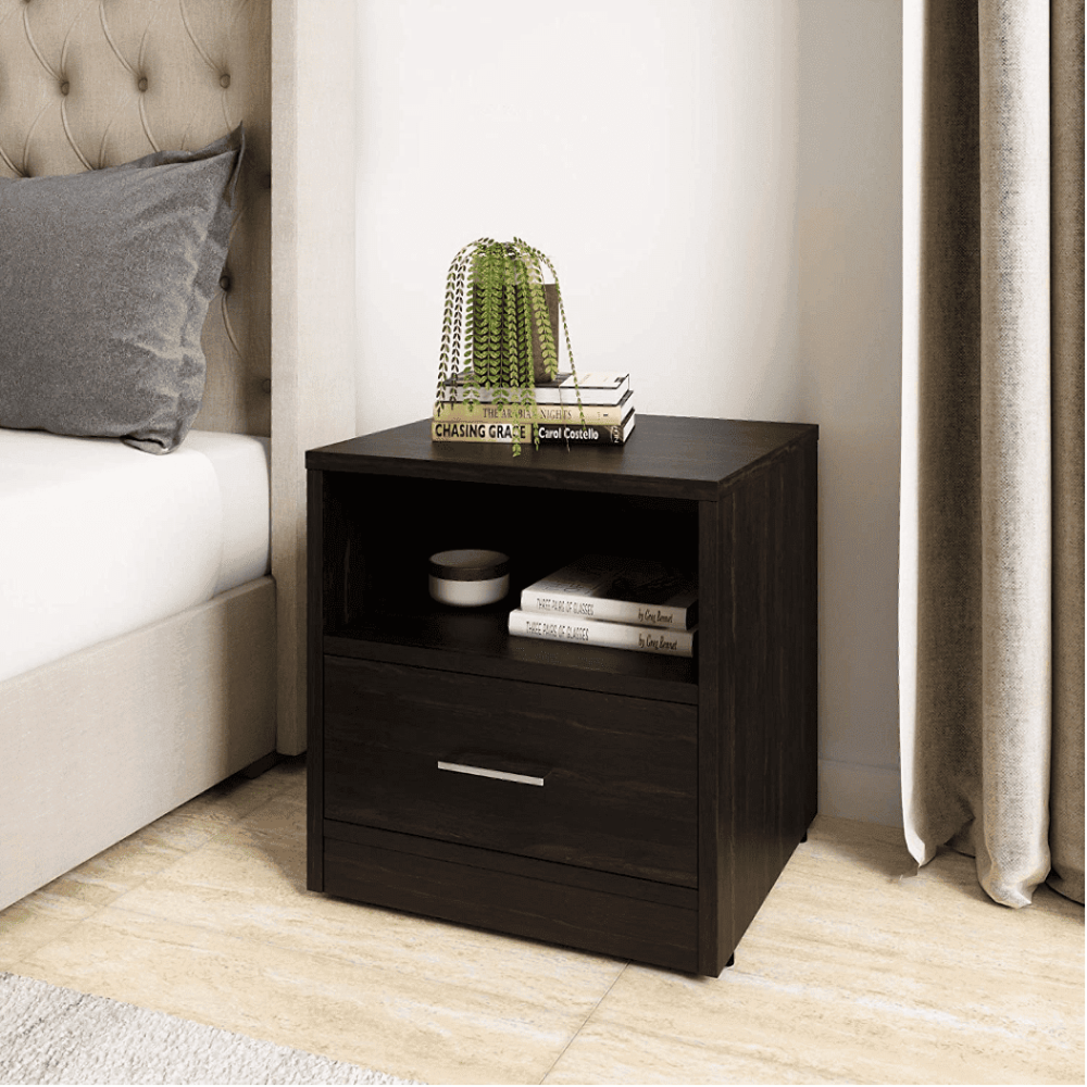 Rocco Engineered Wood Wenge Finish Bedside Table - Nice Maple