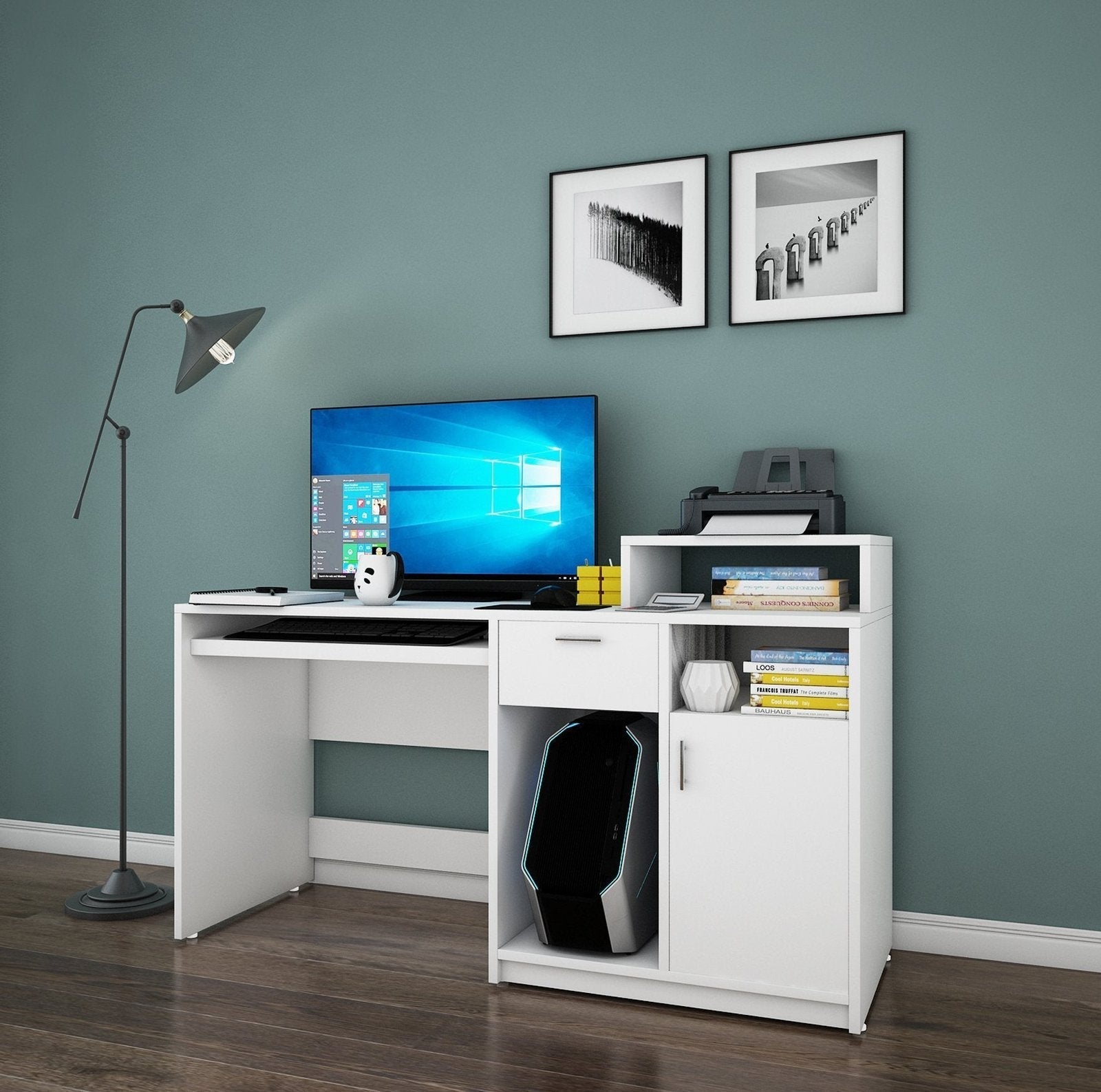 Volvur Study Table in White Color - Nice Maple