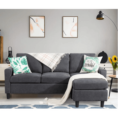 Futz Linen Upholstered L-shaped Sectional Sofa - Nice Maple