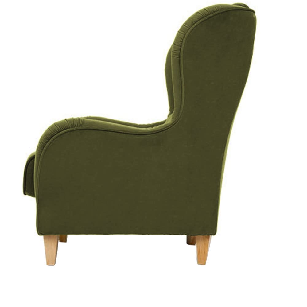 Stuffed Wing Chair in Green Color - Nice Maple