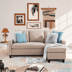 Futz Linen Upholstered L-shaped Sectional Sofa - Nice Maple