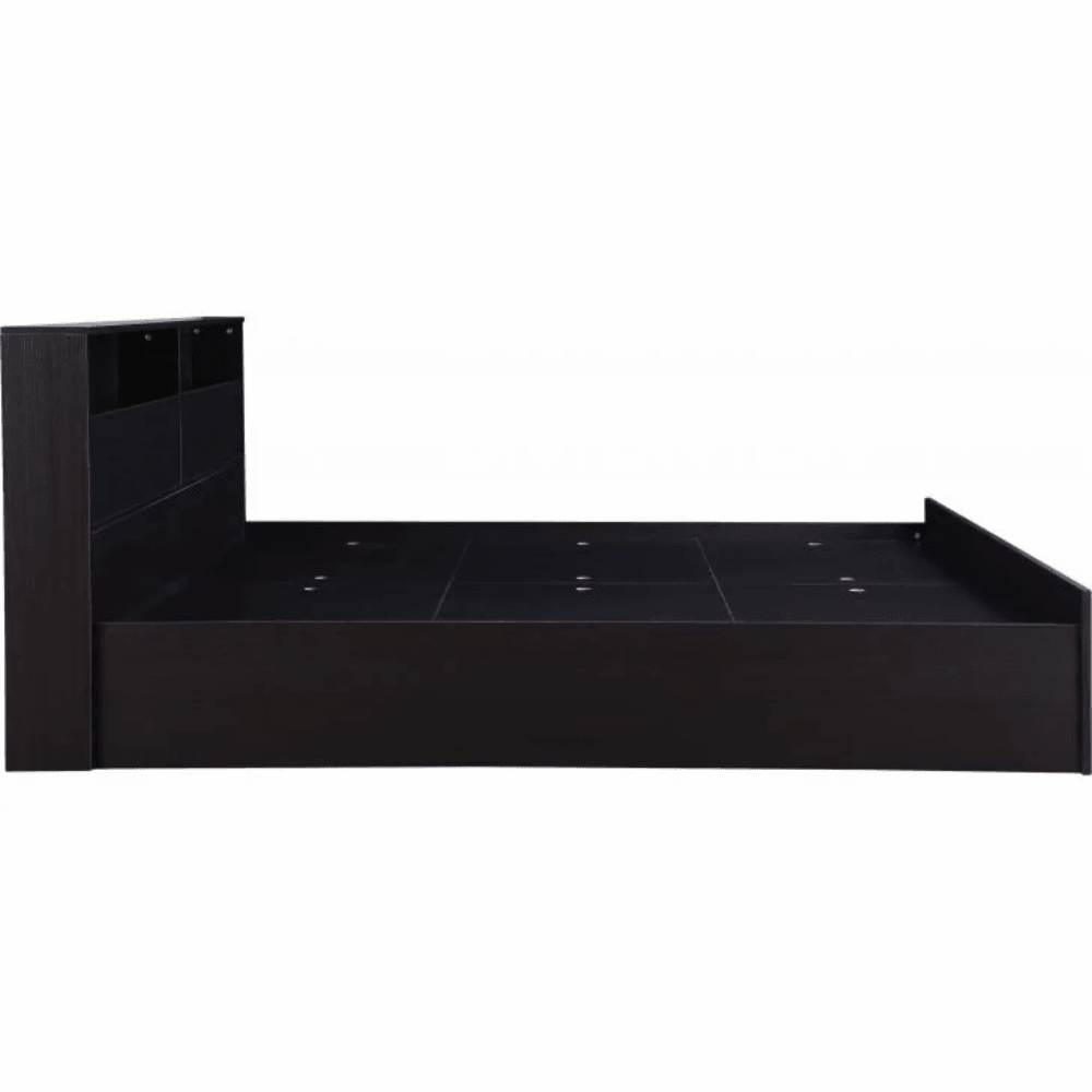 Denver Wooden Bed with Storage in Brown Glossy Finish - Nice Maple