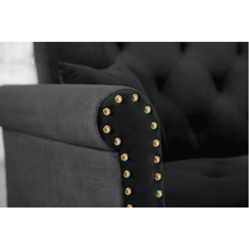 Tufted back Suede Chesterfield Sectional Sofa - Nice Maple