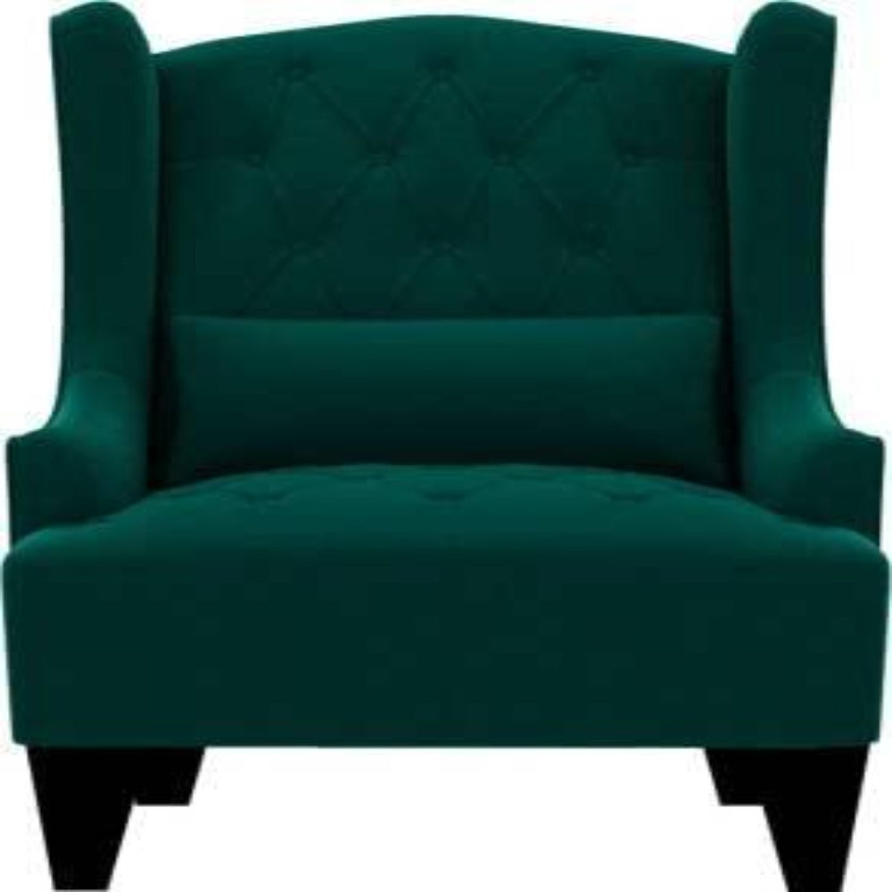 Cayo Chesterfield Wing Chair in Green Color - Nice Maple