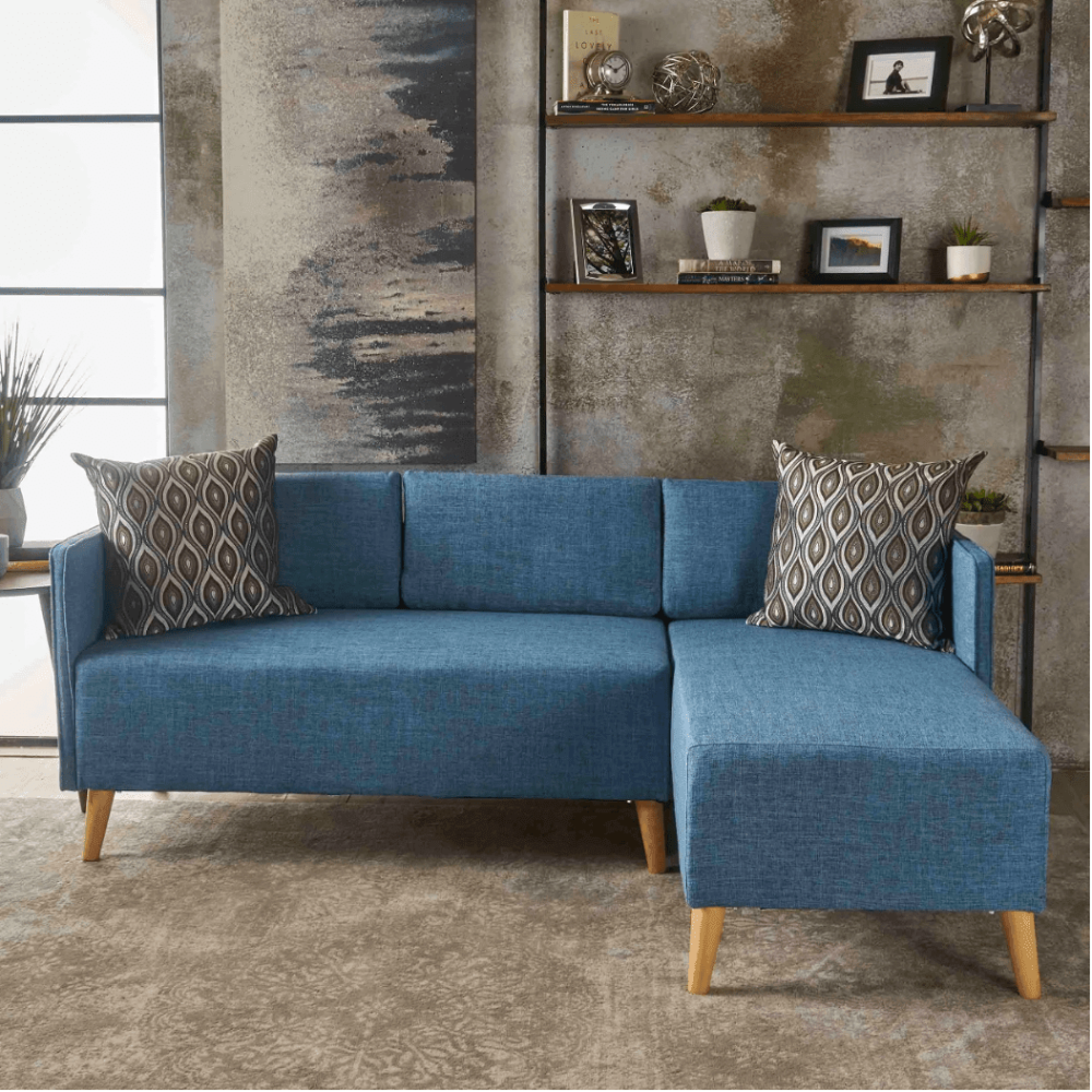 Augustus Mid-century Modern Fabric Chaise Sectional - Nice Maple