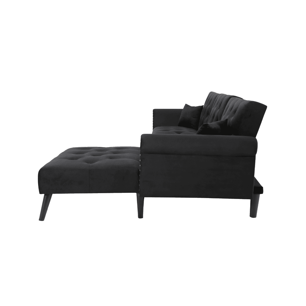 Tufted back Suede Chesterfield Sectional Sofa - Nice Maple