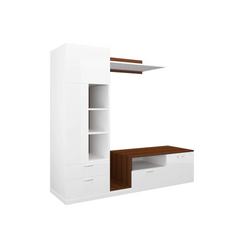 Cassy TV Panel- Walnut & Frosty White- Upto 55 inches TV - Nice Maple