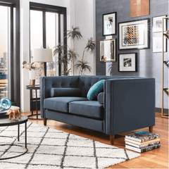 Brew Tuxedo Faux Leatherette Sofa with Accent Pillows - Nice Maple