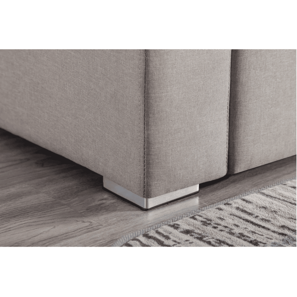 Nollon Linen Fabric Sectional Sofa with Pillows and Storage Ottoman - Nice Maple