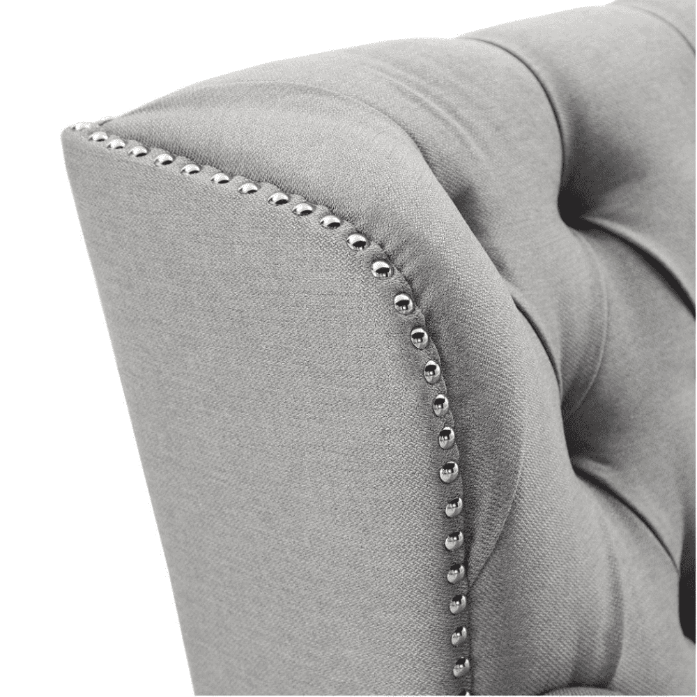 Dorothie Grey Fabric Button Tufted Sofa with Nailhead Trim - Nice Maple