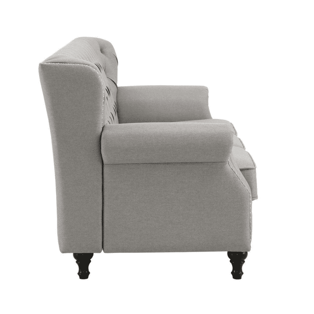 Dorothie Grey Fabric Button Tufted Sofa with Nailhead Trim - Nice Maple