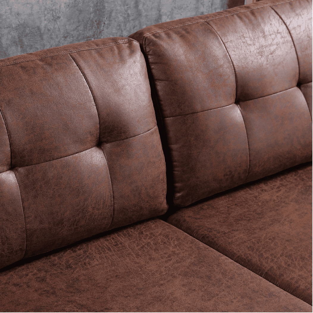 Viatol High Back Couch Mid-century Suede Leather Wood Legs Chaise Sofa - Nice Maple