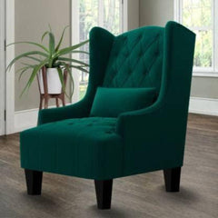Cayo Chesterfield Wing Chair in Green Color - Nice Maple