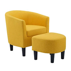 Woodster Langley Single Seater Accent Chair with Footstool Ottoman in Yellow - Nice Maple