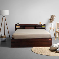 Hollo Wooden Bed With Storage In Brown Color - Nice Maple