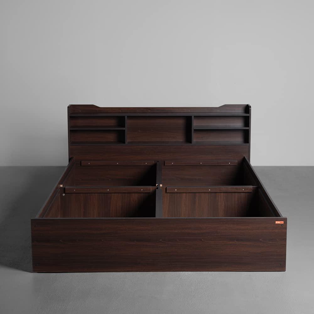Hollo Wooden Bed With Storage In Brown Color - Nice Maple