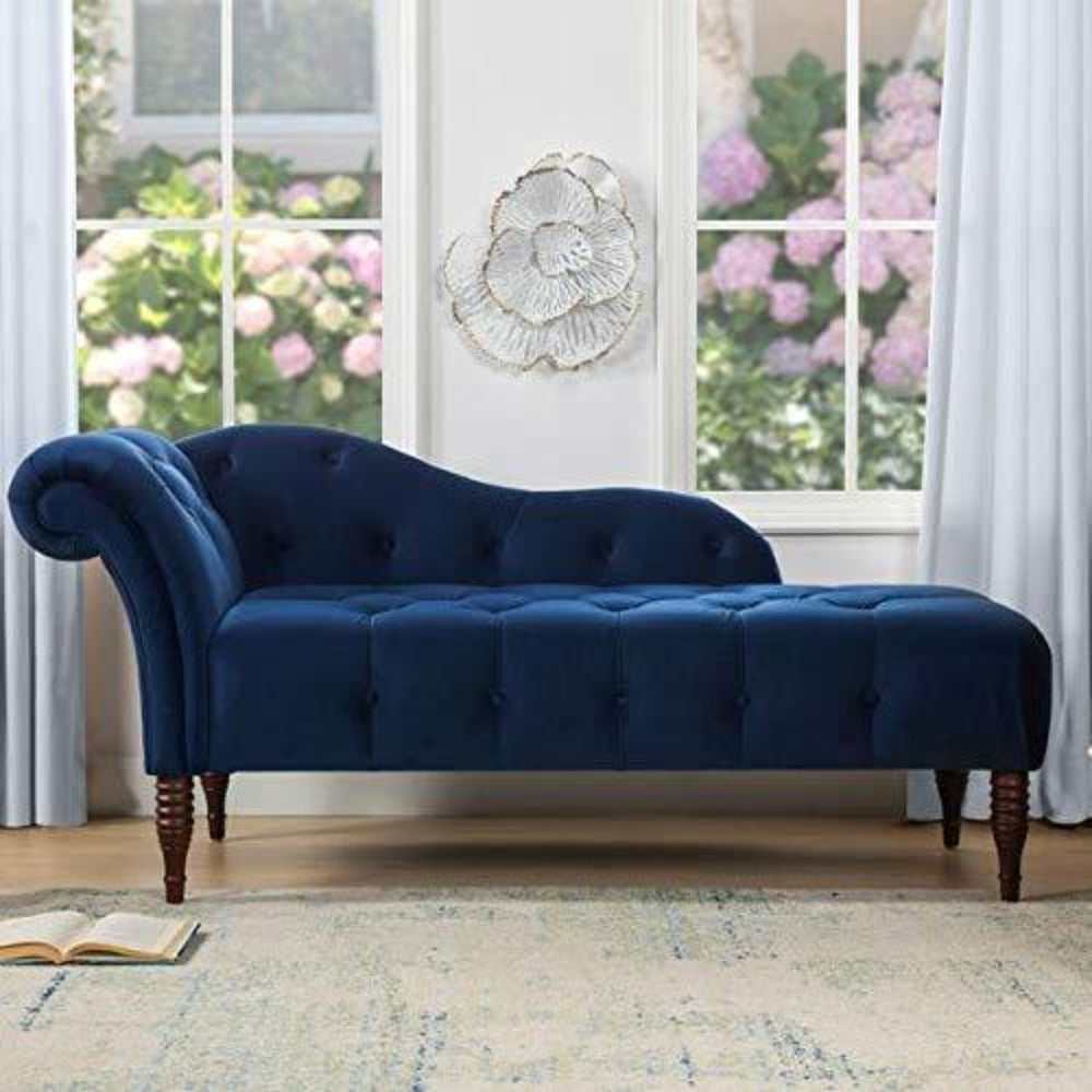 Elle Chesterfield Suede Lounger in Blue Color - Nice Maple