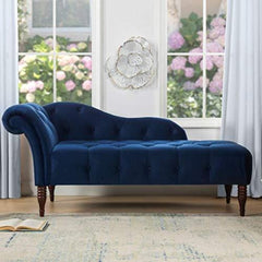Elle Chesterfield Suede Lounger in Blue Color - Nice Maple