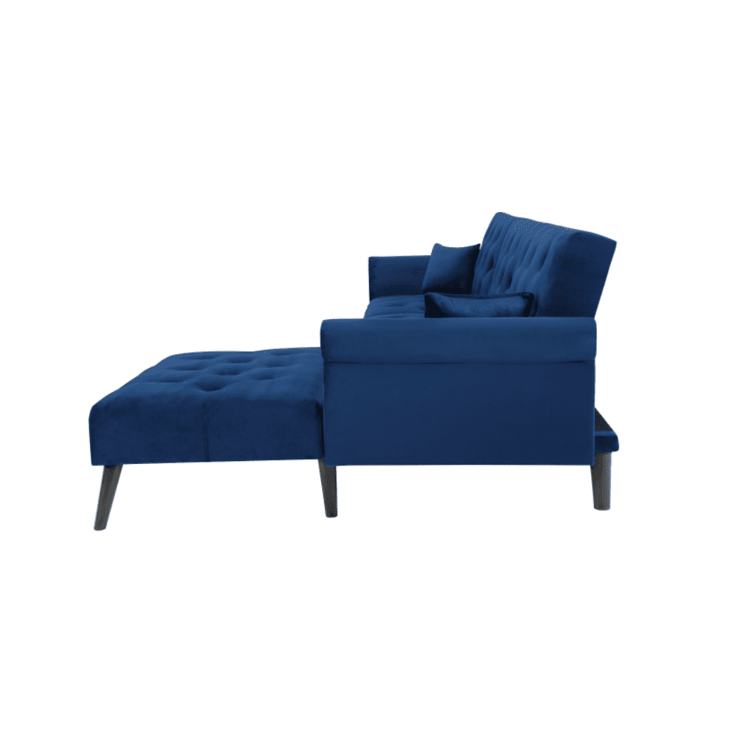 Tufted back Suede Chesterfield Sectional Sofa - Nice Maple