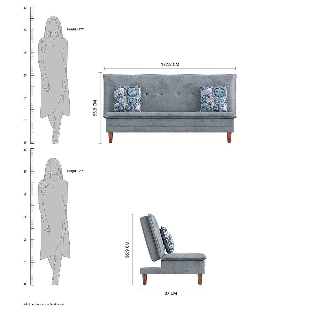Robin Sofa Cum Bed in Grey Color - Nice Maple