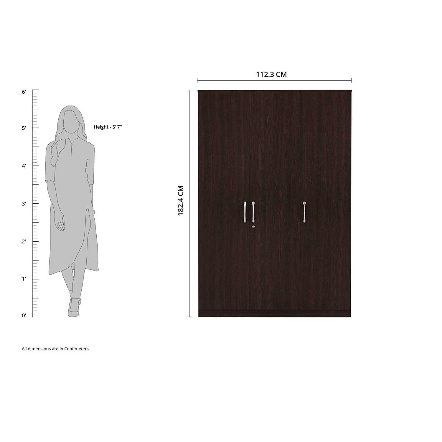 Silly Medusa Engineered Wood Wardrobe Wenge Finish - Nice Maple