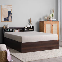 Hollo Wooden Bed With Storage In Brown Color - Nice Maple