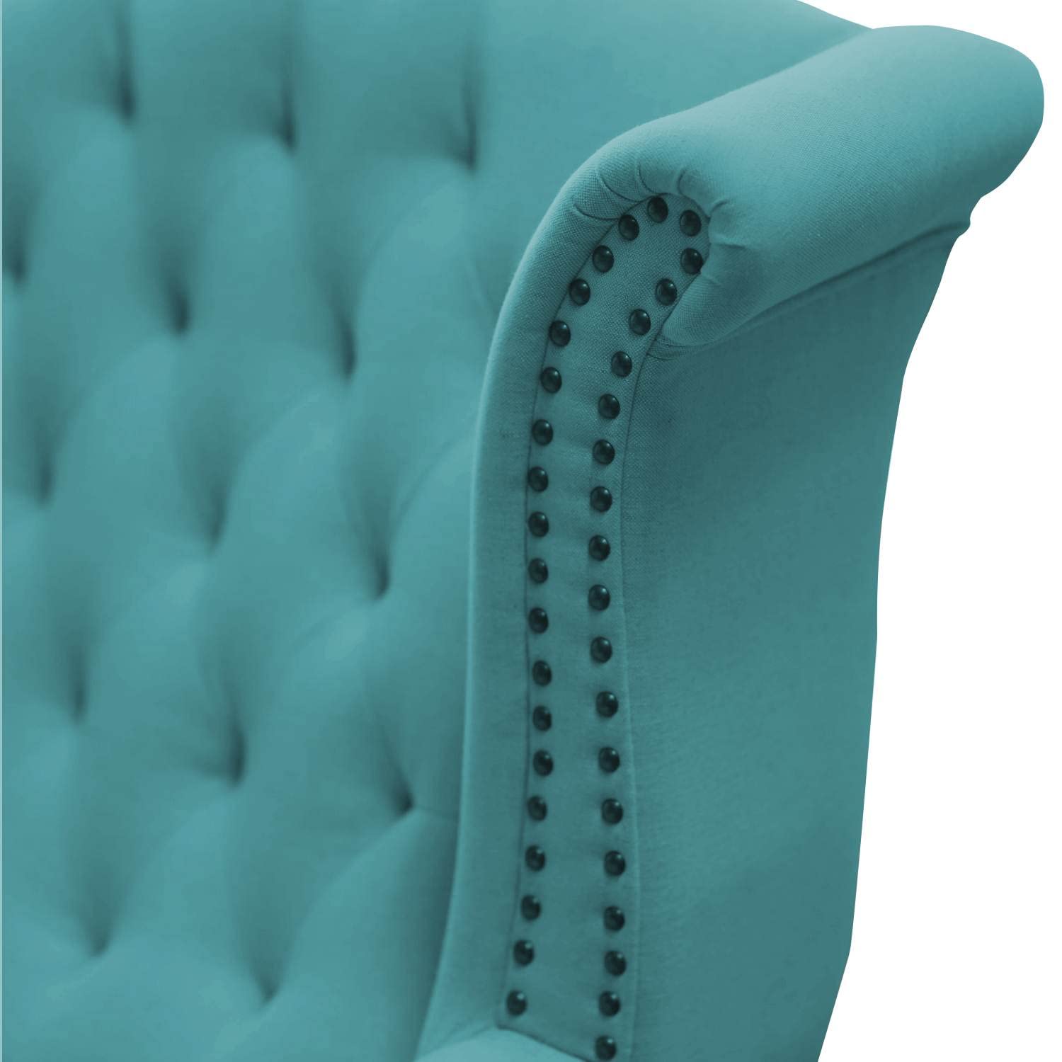 Wayside Chesterfield Wing Chair in Blue Color - Nice Maple