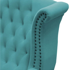 Wayside Chesterfield Wing Chair in Blue Color - Nice Maple