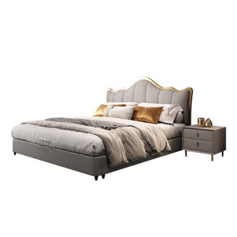 Curving Premium Upholstered Bed With Storage
