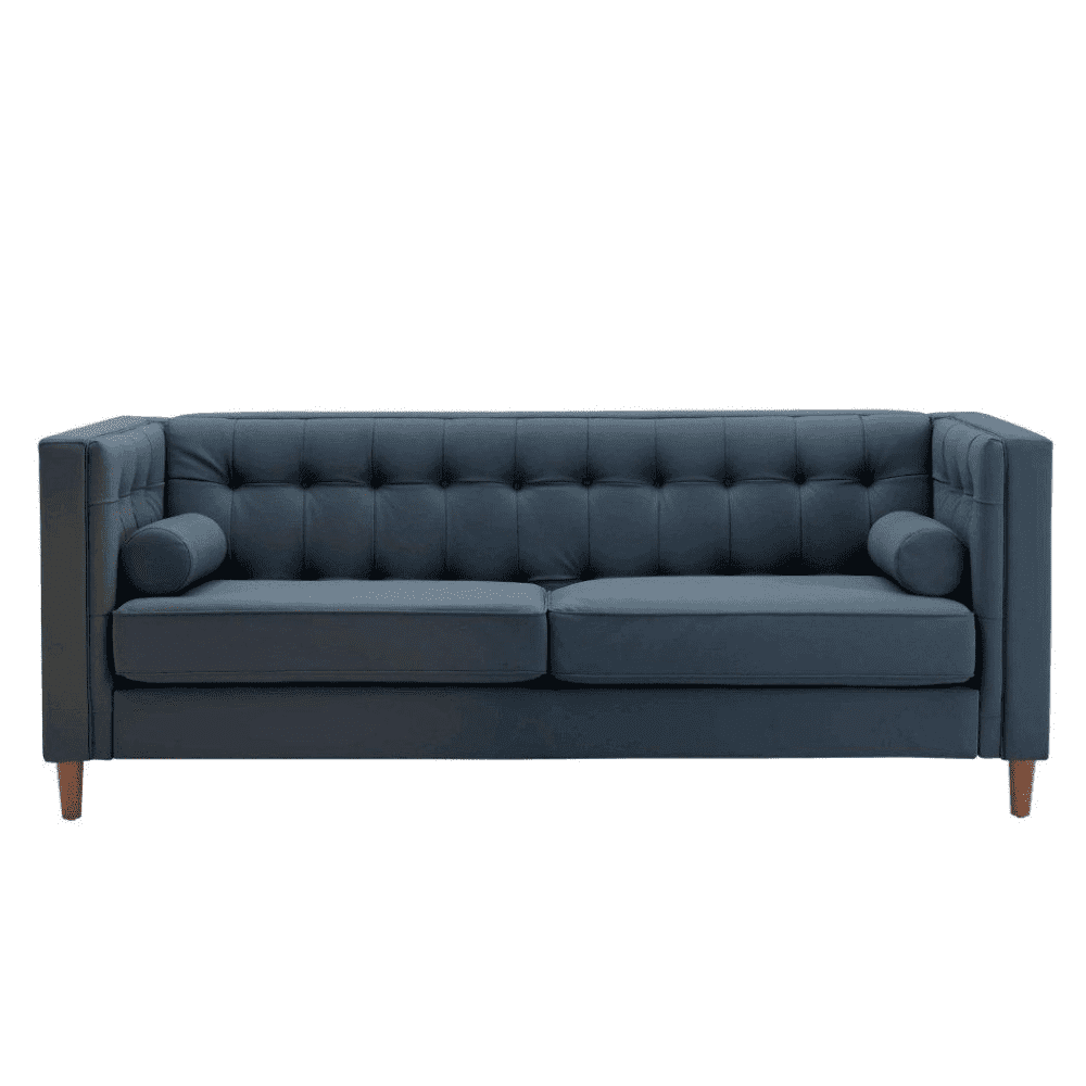 Brew Tuxedo Faux Leatherette Sofa with Accent Pillows - Nice Maple