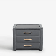 Frankie Upholstered 3 Drawer Bedside - Nice Maple