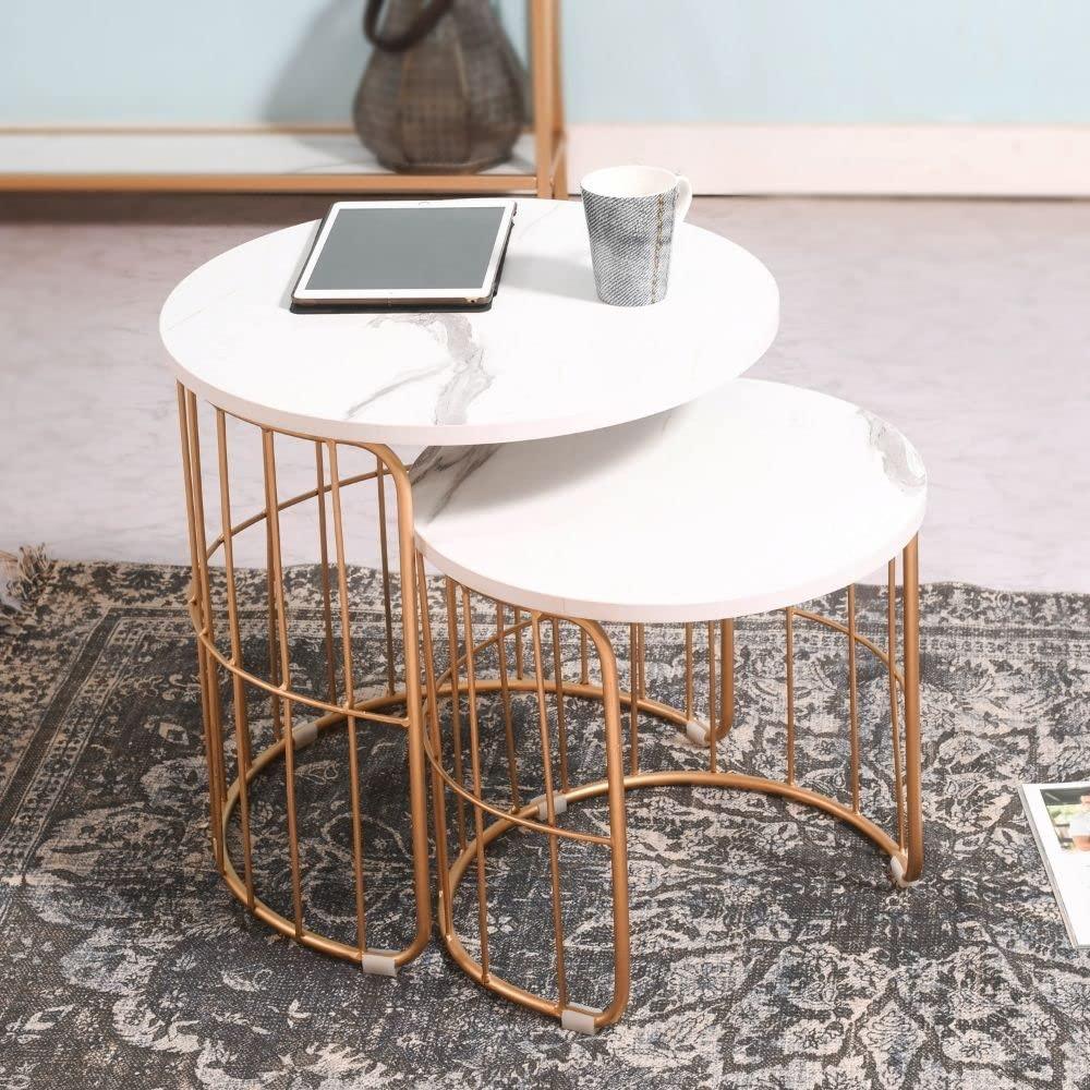 Nature Lover Golden Nesting Table Set of Two - Center Table - Nice Maple
